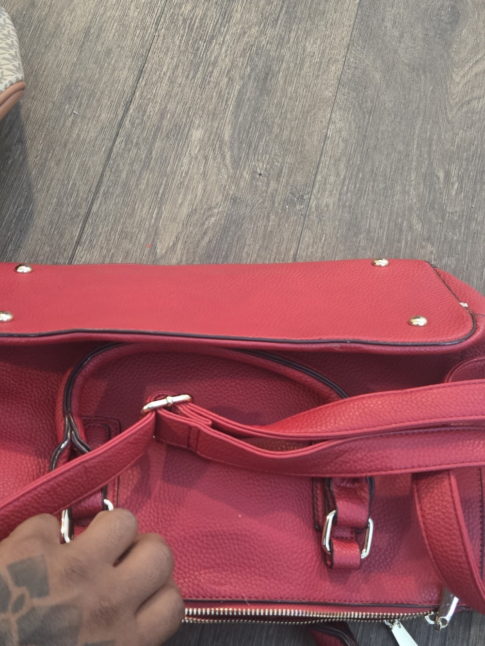 Michael Kors Red Leather Satchel - Picture 2 of 4